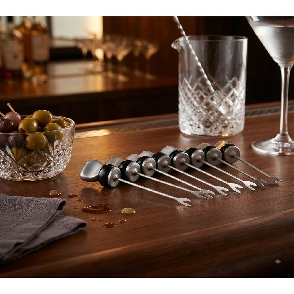 Vintage Cocktail Forks Black Accent Hors D Oeuvre Picks Barware Lot